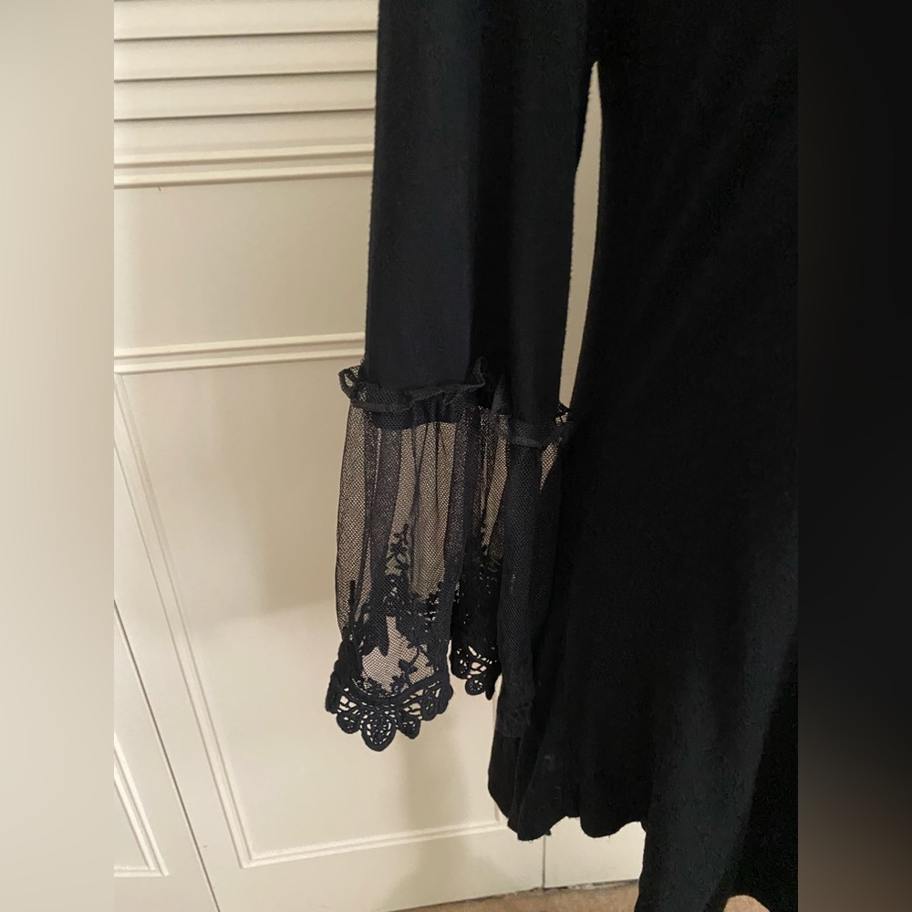 Origami by Vivien black blouse lace bell sleeves witchy boho goth romantic - Picture 8 of 13